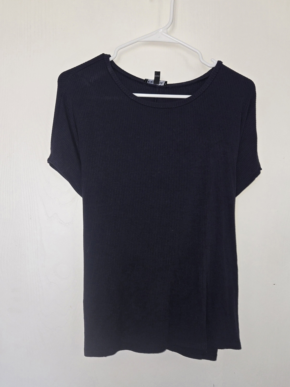 Express Navy Blue Ribbed Short Sleeve Tee Medium